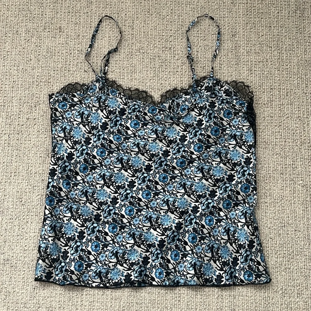 Sandro satin twill floral tank top size 2 or medium - Picture 2 of 4